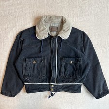 90s Vintage Armani Jeans Gold Label Bomber Jacket Zip Out Hood Navy