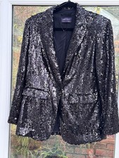 M&S Collection Black Sequin Blazer Style Jacket. Size 12. Brand New