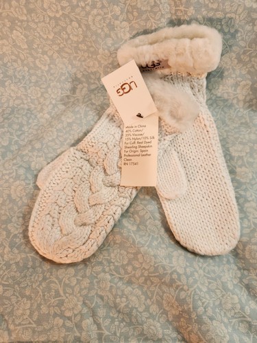 Ugg womens white knit mittens - ugg,