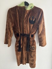 Star Wars Boys Dressing Gown Yoda Fleece -Age 8-9yrs + Baby Yoda Slippers Size 1