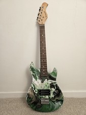Custom Fluid Art Display Electric Guitar - Green Marble Swirl - Wall Art Decor