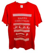 Fosters t shirt MJ20 Fair isle short sleeve red white bar staff Christmas promo 