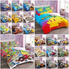 3D Pokemon Pikachu Bedding Set Quilt Duvet Cover Pillowcase Home Bedroom Gift