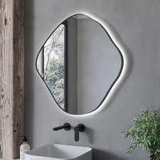 Pebble Black Backlit Heated Bathroom Mirror with Lights 760 x 800mm - ASTERMB800