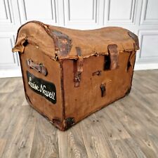 Antique Vintage Steamer Chest Travel Trunk "Geo. Perry" of Dublin Domed Storage 