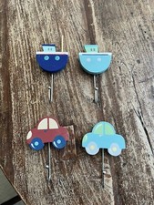 Boy’s Room Decoration 4 Boats& Cars Wall Or Door Hooks For Kid’s Room Or Nursery