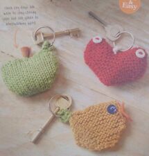 Keyring DK KNITTING PATTERN - Apple, Bird & Heart Design