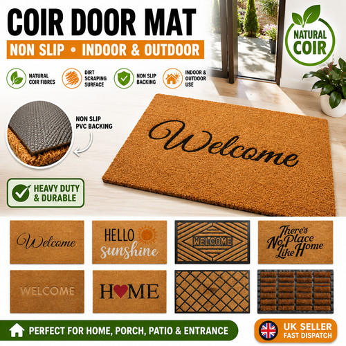 Coir door mat welcome doormat - coir,