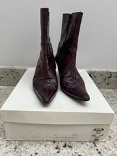 LK Bennett ankle boots Purple mock croc winkle picker UK6.5 EU 39.5 Boxed