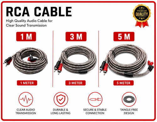 Rca stereo cable male - 1m,