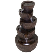Aqua Creations Solar Brown Bowls Solar Water Feature with LED Light PWFG1843 NEW