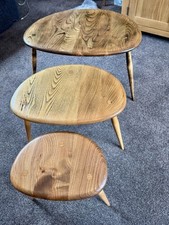 Vintage Ercol Pebble coffee tables. Nest of 3, refinished. Mid-century modern. 