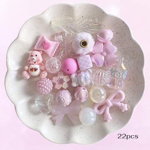 22pcs mixed pastel pink chunky - mixed,