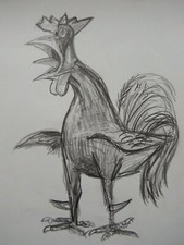 Hand drawn pencil drawing of a cockerel after Pablo Picasso 'Le Coq' (The Cock)