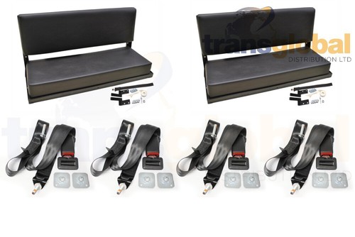 Black vinyl folding rear bench - vinyl,