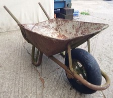 Large Vintage Wheelbarrow Industrial Railway Steel Mobile Planter Display Wheel