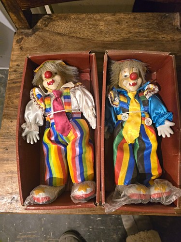 Vintage porcelain clown dolls - porcelain,