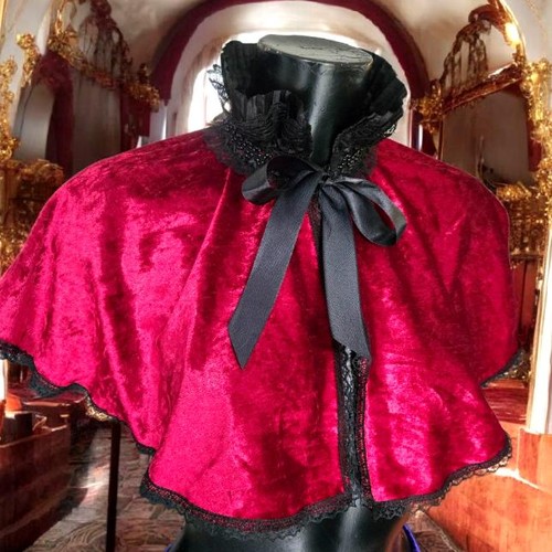 Red velvet victorian cape - red,