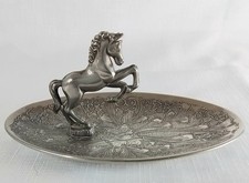 Vintage 1970s SEBA Oval Silver Plate Coin / Trinket Dish with Prancing Horse