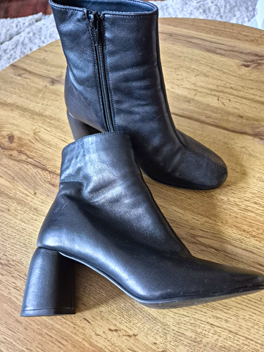 Topshop black leather ankle - leather,