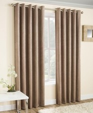 VOGUE THERMAL BLOCKOUT LINED CURTAINS EYELET RING TOP PLAIN TEXTURED 168x 137cm