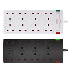 8 Way Mains Surge Protected Extension Lead 1m 2m 5m Cable Gang Socket Power