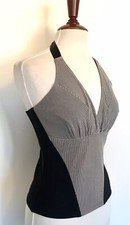 Baylis & Knight Beige And Black Mesh Halter Neck Boned Lined Corset Top Size 10