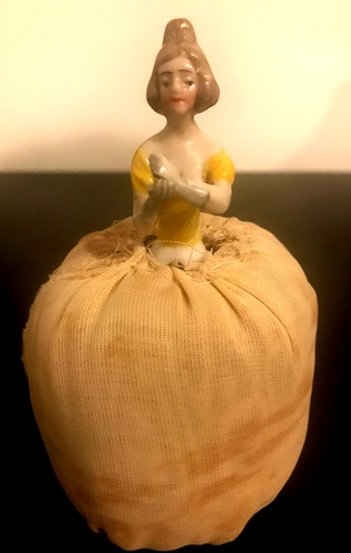 Vintage porcelain half doll - half,