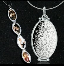 4 Container Oval GOLD Silver Photo Picture Locket Pendant Chain Necklace 630