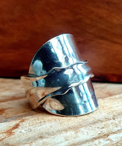 Sterling 925 silver spoon ring - silver,