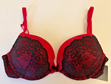 Bnwt La Senza Triple Gel Bra 34A 34C 36D Red Satin Black Lace