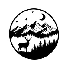 Mountain Deer Moon Vinyl Decal
