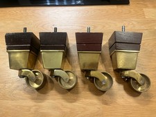 X4 Sofa Armchair Legs Antique Brass Castors Wheels Screw Fixtures Fixings 