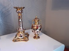 ROYAL CROWN DERBY SUDBURY VASE  LID FAULT &  CANDLESTICK DAMAGED SEE DESCRIPTION