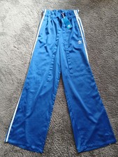 ADIDAS ORIGINALS Womens Satin Wide Leg Track Pants Size 6 Blue NWT ED4773