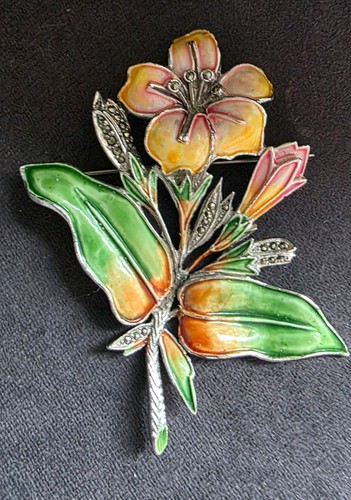 Stunning enamel marcasite - enamel,