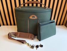Vintage Samsonite Vanity Case & Wash Bag With Strap, Padlock & Keys Green Travel