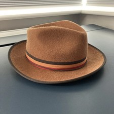 Stetson Fedora Hat Woolfelt Brown Medium Crushable Water Repellent Mens