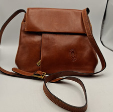 Smith & Canova Brown Leather Cross Body Bag Zip Pockets Casual 23x28cm G452