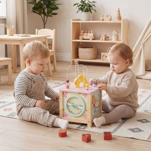Wooden activity cube - wooden,