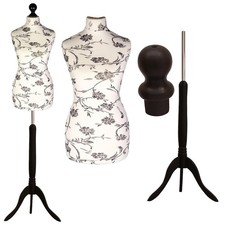 Female Floral  Dressmakers Tailors Dummy Mannequin Bust with Wooden Stand