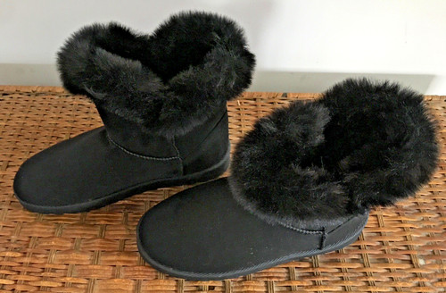 Black suede faux fur lined - faux,