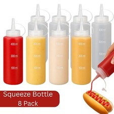 8x Squeeze Sauce Bottles Clear