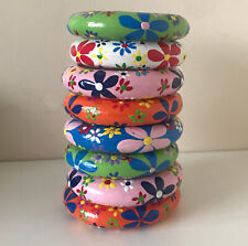 Bright Hand painted Daisy wooden bangle Flower Power Boho Bracelet