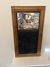 Vintage Pine Framed Farmyard Memo Board Chalk Board 22” Country Kitchen Farm Pig