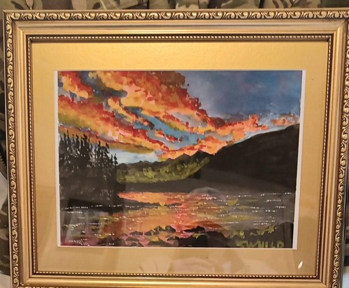 Watercolour snowdon sunset by - snowdon, sunset.by