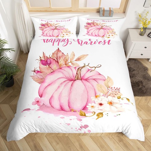 Pink fall duvet cover pumpkin - cover,