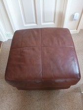 DV Large Brown Leather Footstool