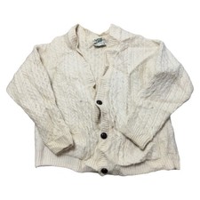 Carraig Donn Wool Aran Knit Cardigan Ireland Ivory Sweater Womens Large