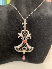 Belle Epoque silver and paste pendant on chain